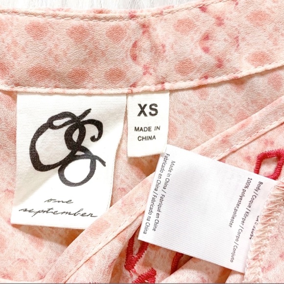 Anthropologie Embroidered Coral Peach Pastel Tie Waist Short Sleeve Kimono Top - Picture 10 of 11